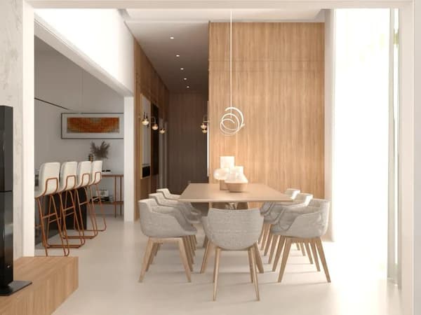 Sala de jantar integrada à cozinha