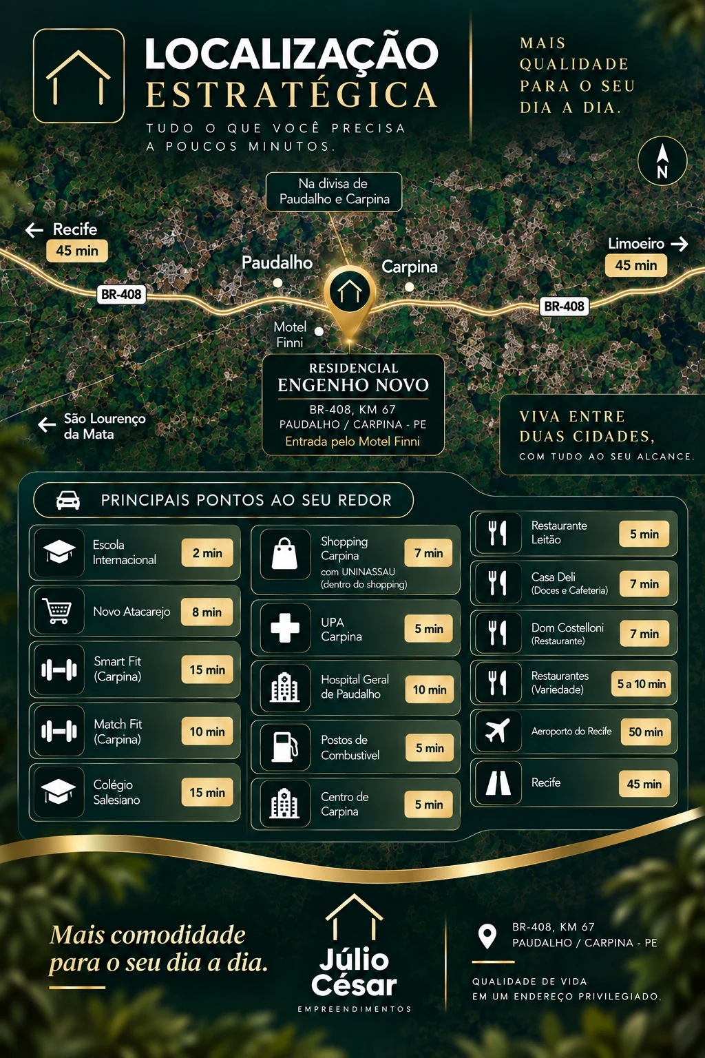 Localização do Residencial Engenho Novo e distâncias