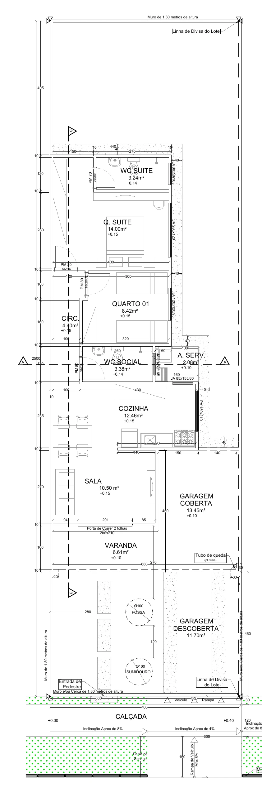Planta baixa da casa padrão do Residencial Zapponi
